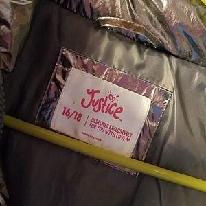 Justice Silver faux for Puffer jacket